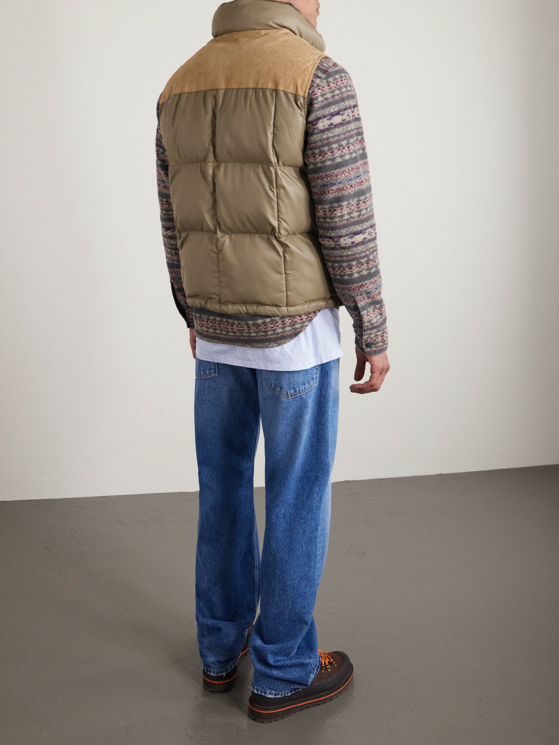 RRL - Suede-Trimmed Shell Gilet - Green