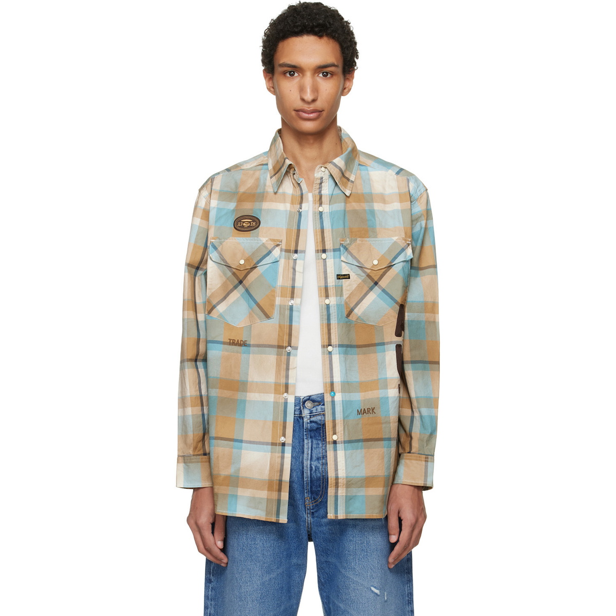 AAPE by A Bathing Ape Blue & Beige Main Long Sleeve Shirt