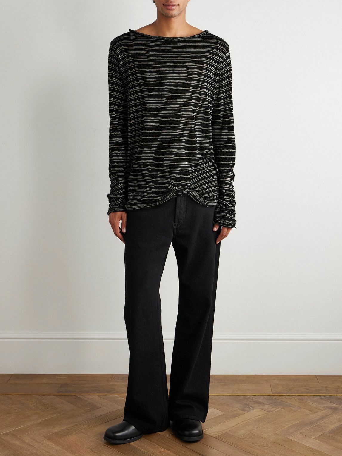 424 - Striped Jersey T-shirt - Black