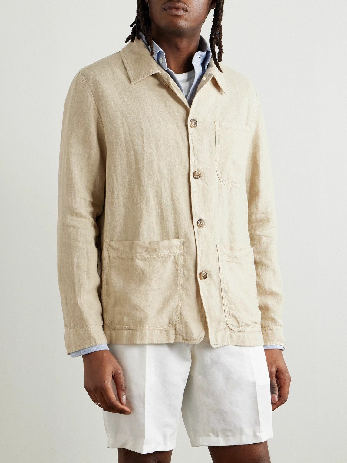 Altea - Constantin Garment-Dyed Linen Overshirt - Neutrals