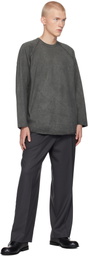 YLÈVE Gray Open End Cotton Pigment Dye Baseball T-shirt