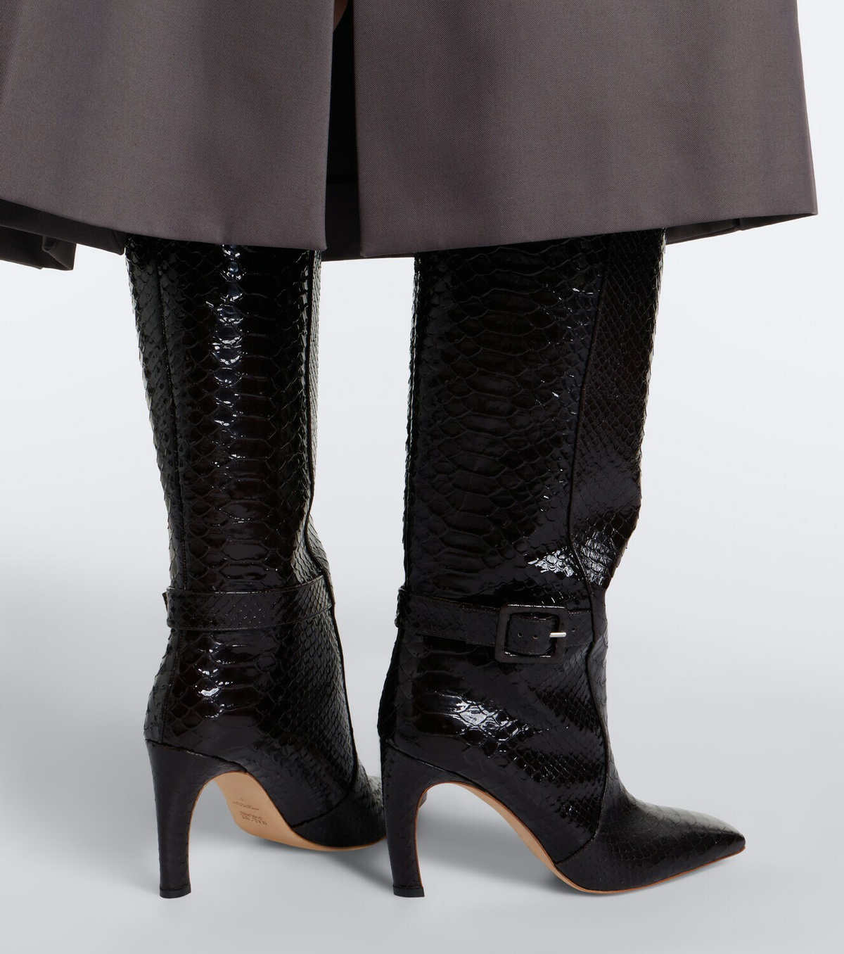 Malone Souliers Raven croc-effect leather knee-high boots