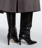 Malone Souliers Raven croc-effect leather knee-high boots