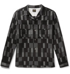 Needles - Camp-Collar Patchwork Checked Wool-Blend Jacquard Overshirt - Black