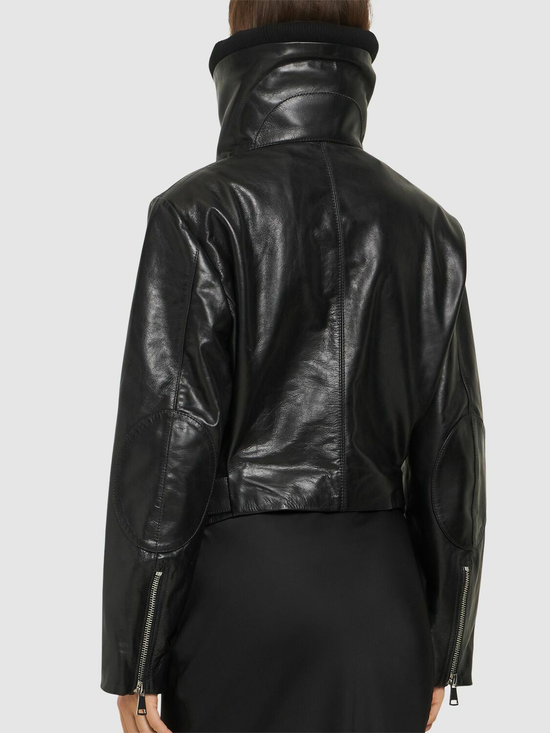 VICTORIA BECKHAM Cropped Leather Biker Jacket Victoria Beckham