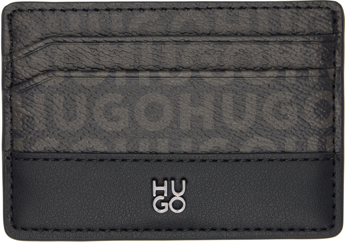 Hugo Black Stacked-Logo Card Holder