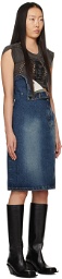 lesugiatelier Blue Folded Denim Midi Skirt
