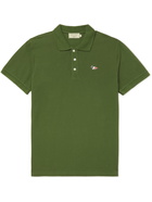 MAISON KITSUNÉ - Logo-Appliquéd Cotton-Piqué Polo Shirt - Green - XS