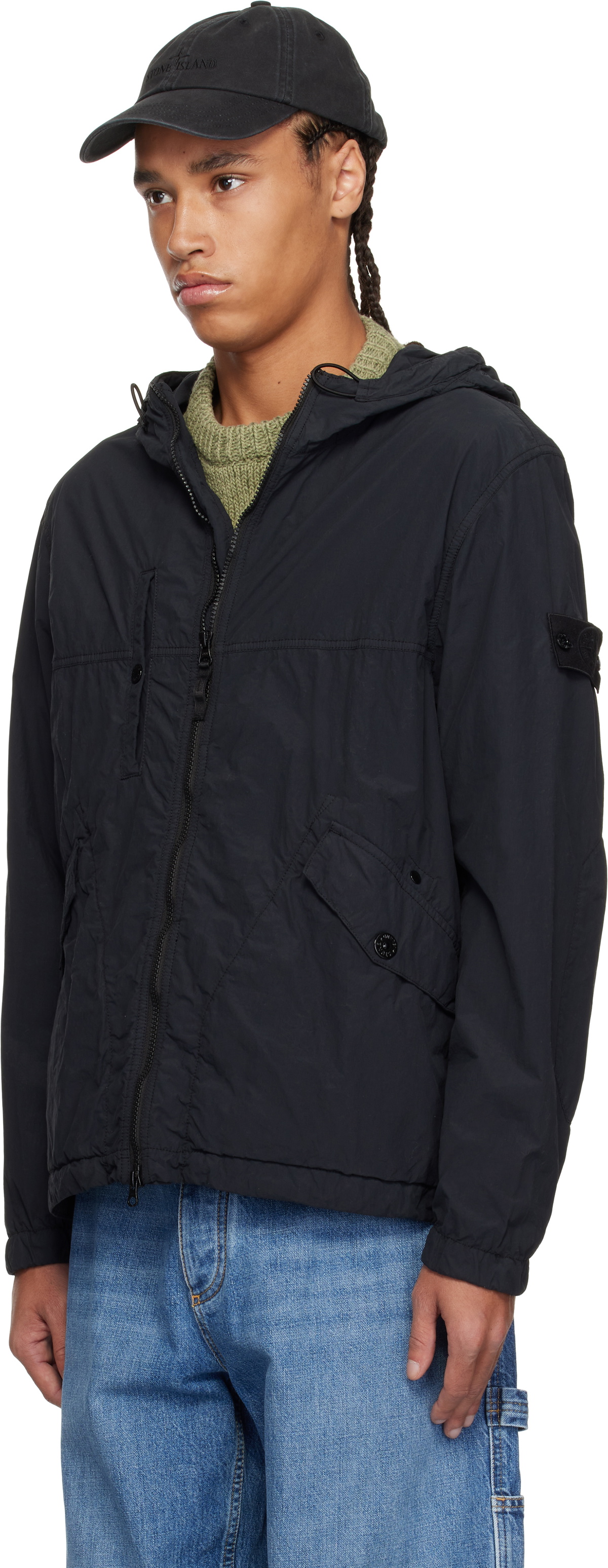 Stone Island Black Nylon Smerigliato Ghost Jacket Stone Island