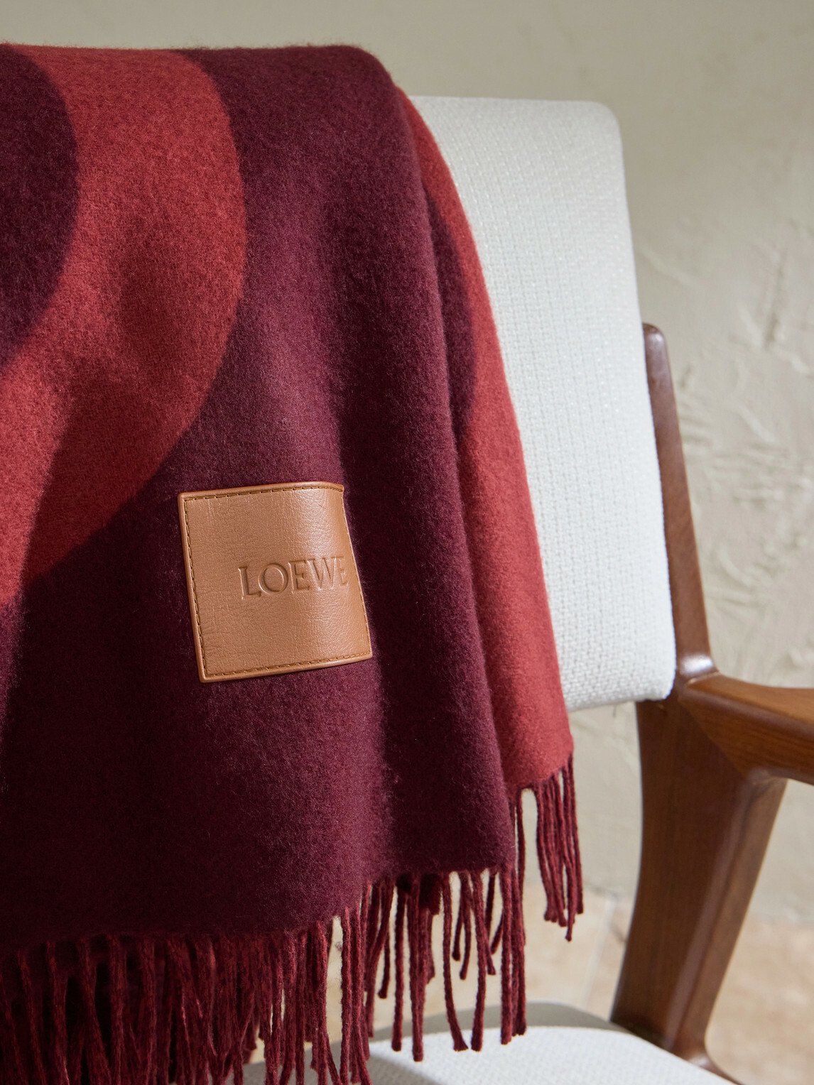 LOEWE - Anagram Leather-Appliquéd Fringed Logo-Jacquard Wool and Cashmere-Blend Blanket