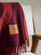 LOEWE - Anagram Leather-Appliquéd Fringed Logo-Jacquard Wool and Cashmere-Blend Blanket