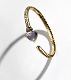 Marina B Trisolina Bypass 18kt gold bracelet with blue chalcedony and pavé diamonds