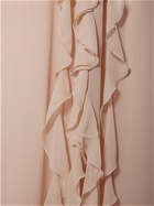 BLUMARINE Ruffled Silk Long Halter Dress W/rose