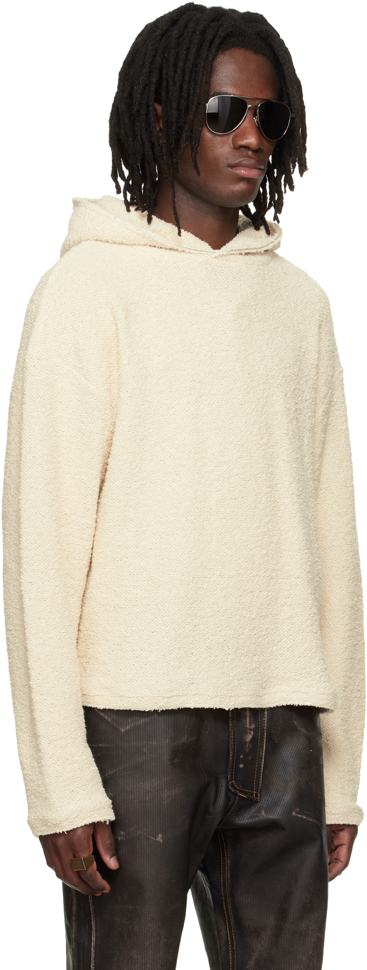 424 Beige Dropped Shoulder Hoodie