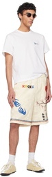 Khoki Off-White Hand Embroidered-Design Shorts