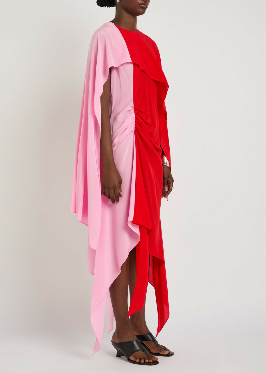 JW Anderson Cape Draped Silk-chiffon Midi Dress Red