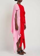 JW Anderson Cape Draped Silk-chiffon Midi Dress Red