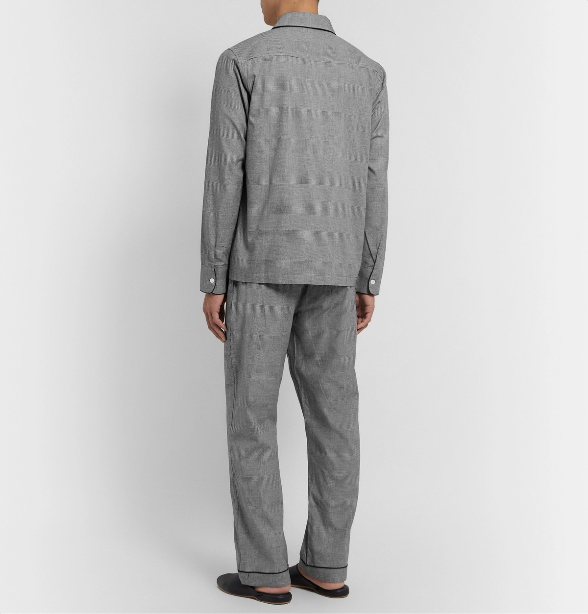 Sleepy Jones - Henry Piped Prince of Wales Checked Cotton-Poplin Pyjama Set - Black