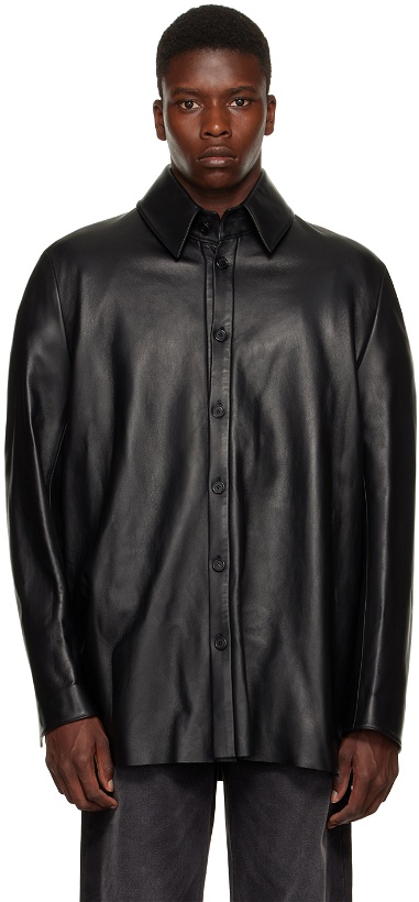 Photo: We11done Black Button-Up Leather Jacket