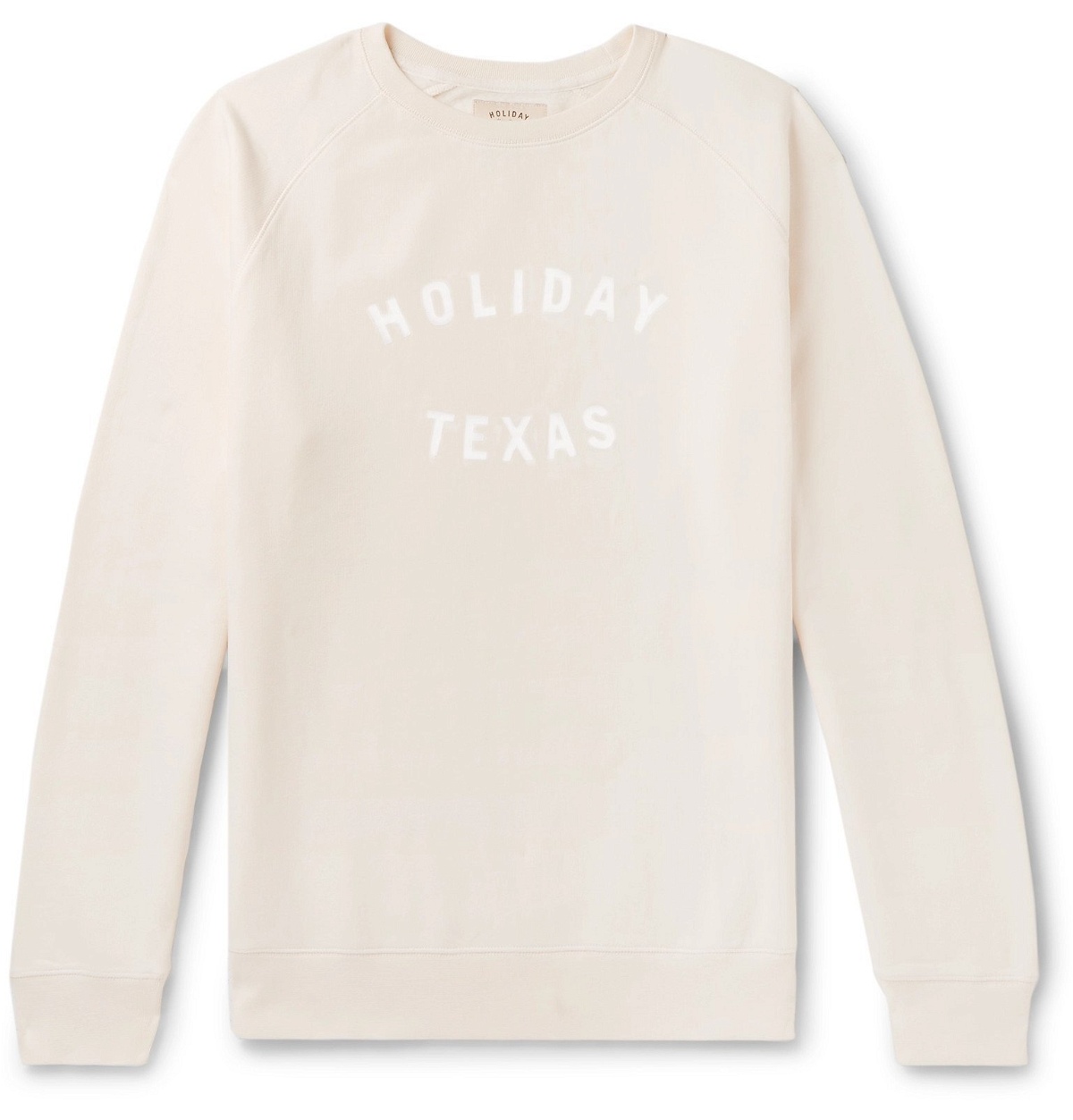 Photo: Holiday Boileau - Texas Printed Fleece-Back Cotton-Jersey Sweatshirt - Off-white
