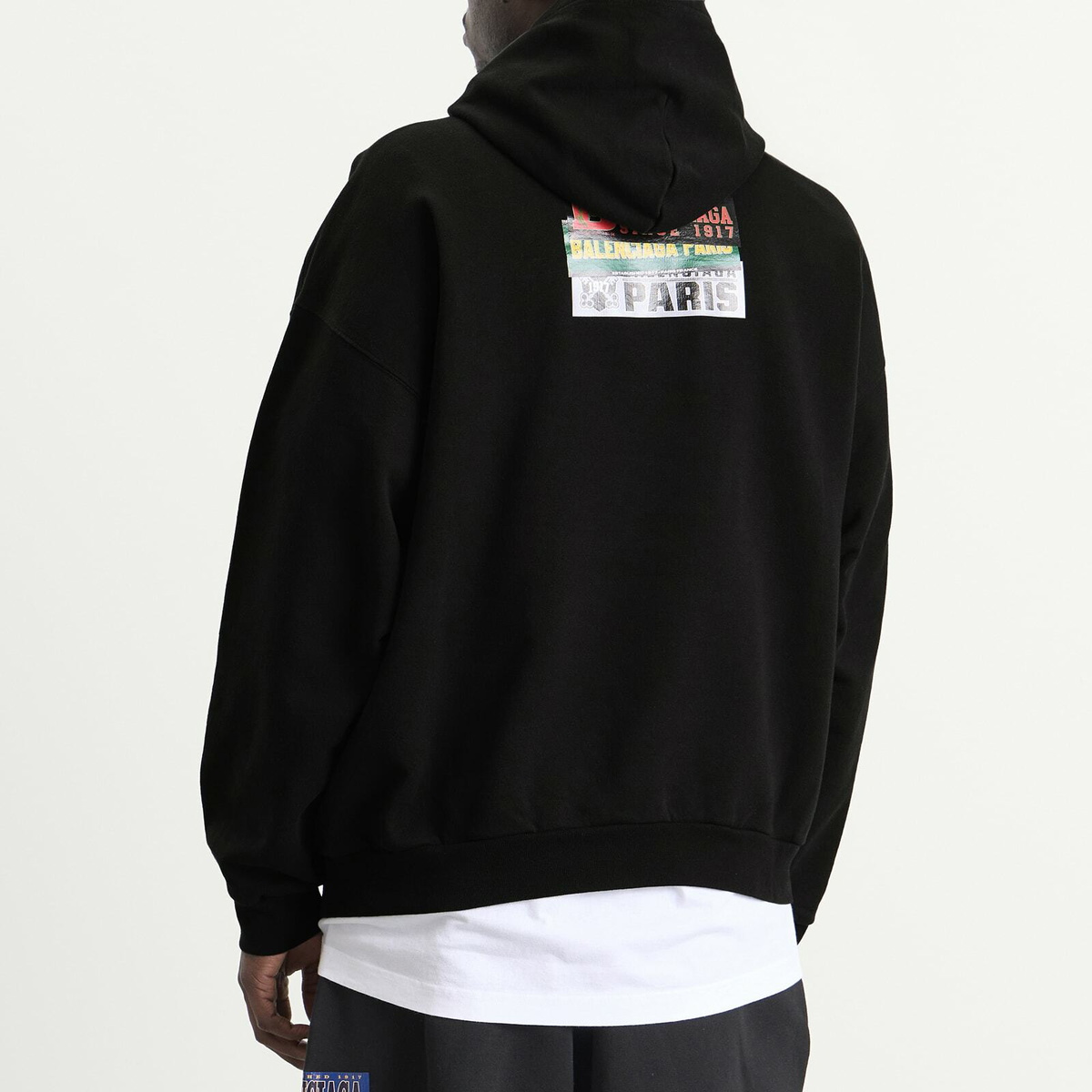 Balenciaga Men's Bumper Sticker Regular Fit Hoodie in Black