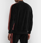 Needles - Logo-Embroidered Webbing-Trimmed Cotton-Blend Velour Track Jacket - Black