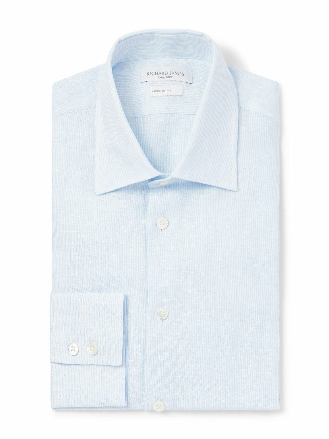 Richard James - Slim-Fit Striped Linen Shirt - Blue
