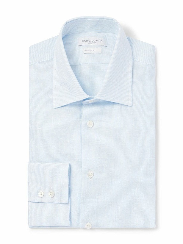 Photo: Richard James - Slim-Fit Striped Linen Shirt - Blue