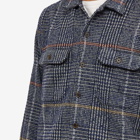 Universal Works Men's Dogtooth Check Utility Overshirt in Navy