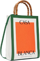 Casablanca Orange & White Canvas Logo Tote