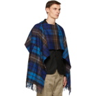 Comme des Garcons Shirt Blue Wool Tartan Poncho Scarf