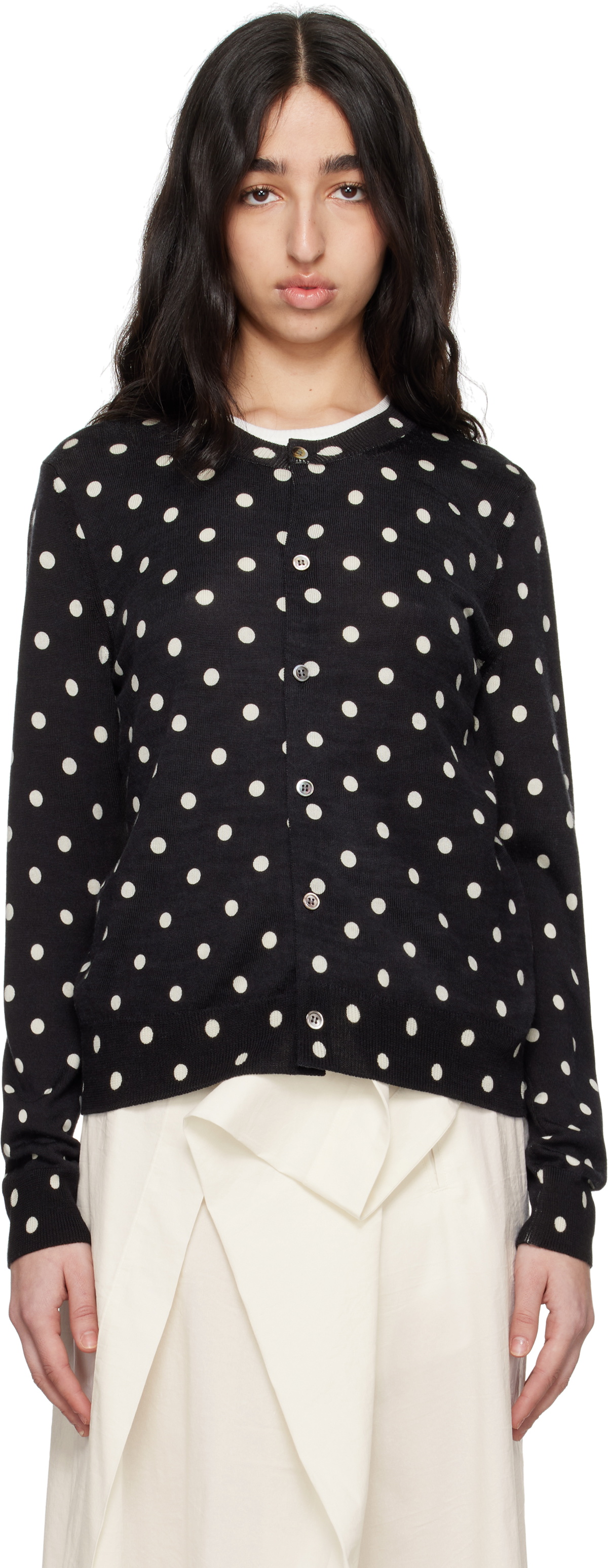 Comme des Garçons Comme des Garçons Black Polka Dots Pattern Print Cardigan