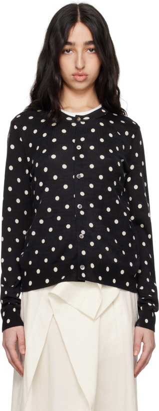 Photo: Comme des Garçons Comme des Garçons Black Polka Dots Pattern Print Cardigan
