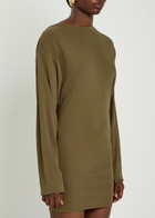 Jacquemus La Robe Mistral Cowl-back Woven Mini Dress Khaki
