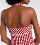 Posse Ebony gingham lace-trimmed cotton-blend midi dress