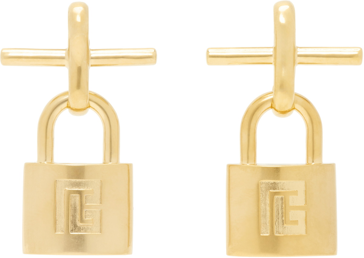 BALMAIN Brass Pulse Padlock Earrings