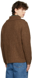 AURALEE Brown Wide Rib Cardigan