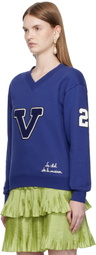 Valentino Blue Embroidered Cotton Sweatshirt