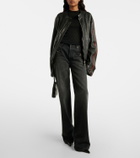 Gucci Web Stripe leather biker jacket
