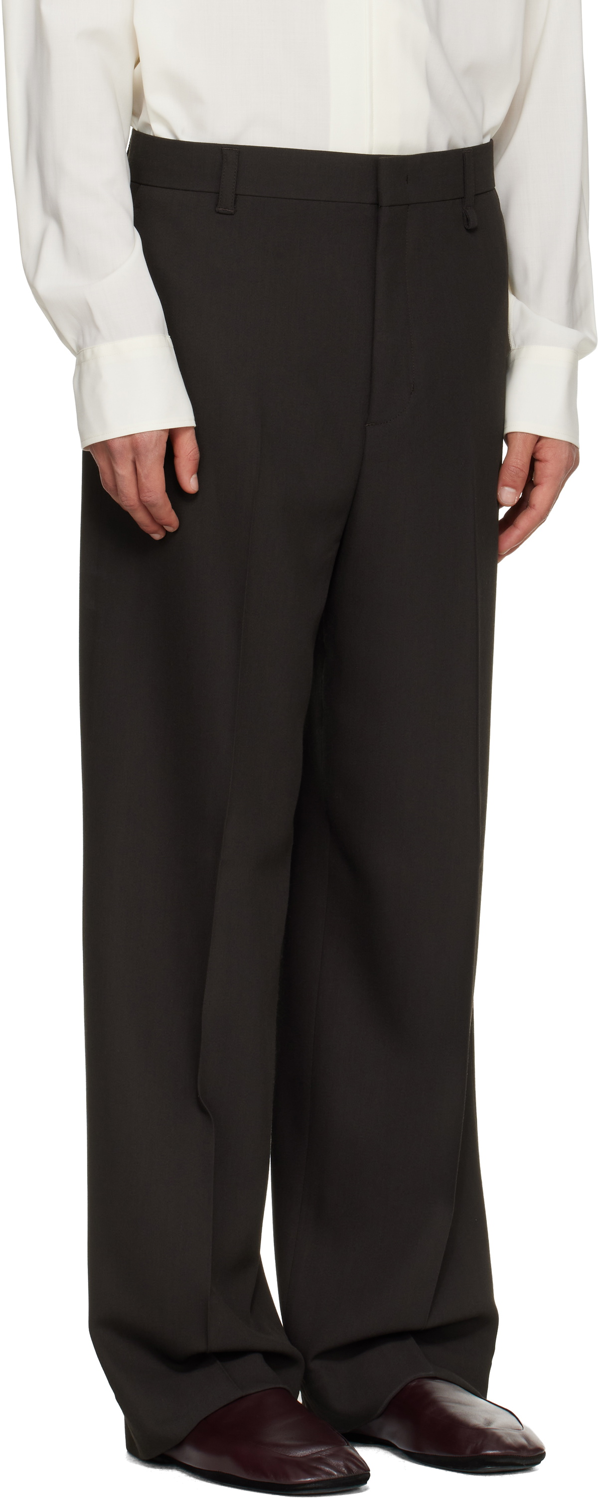 Lanvin Brown Loose-Fit Tailored Trousers