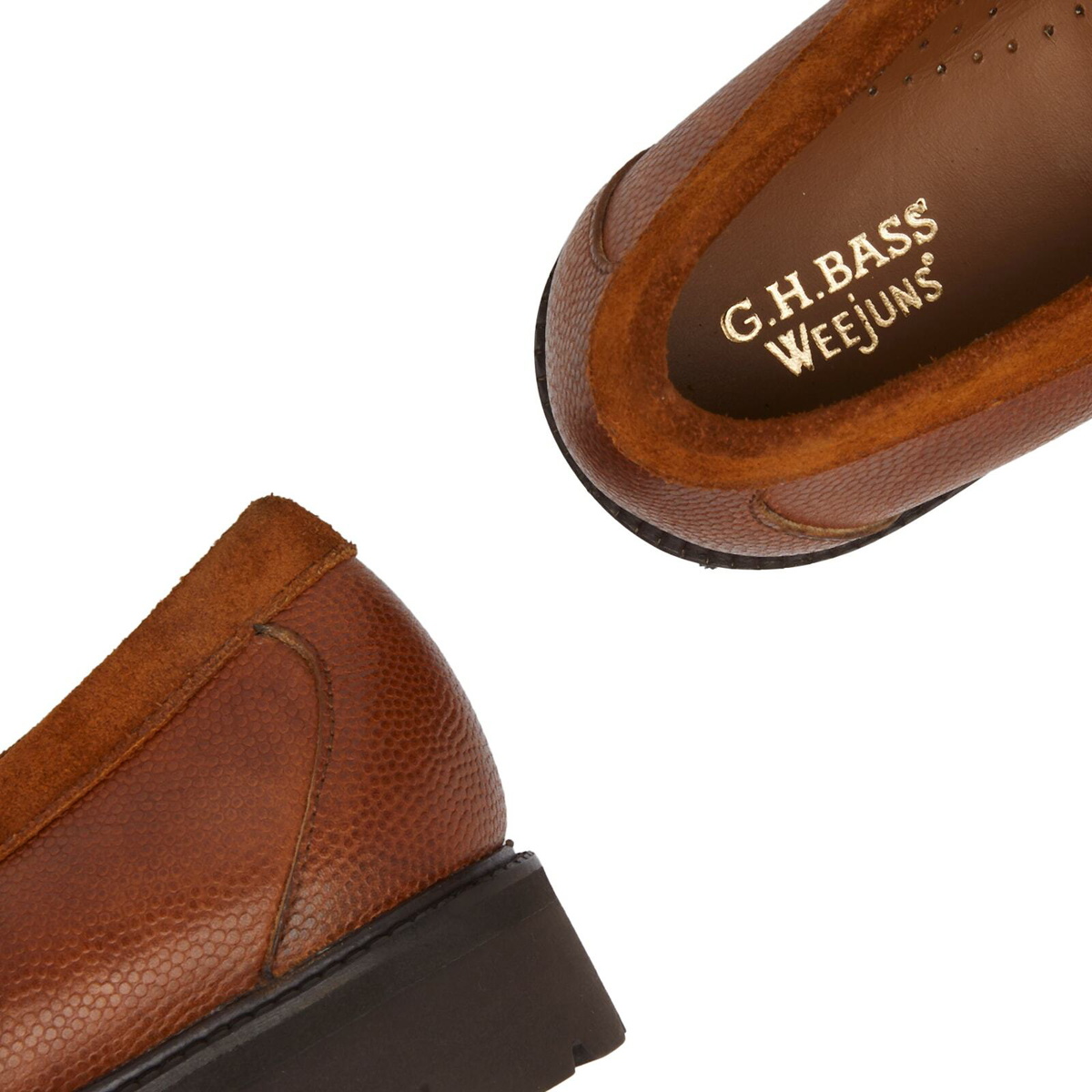 Bass Weejuns Men's Larson Lug Soft Grain Loafer in Mid Brown Textured Leather