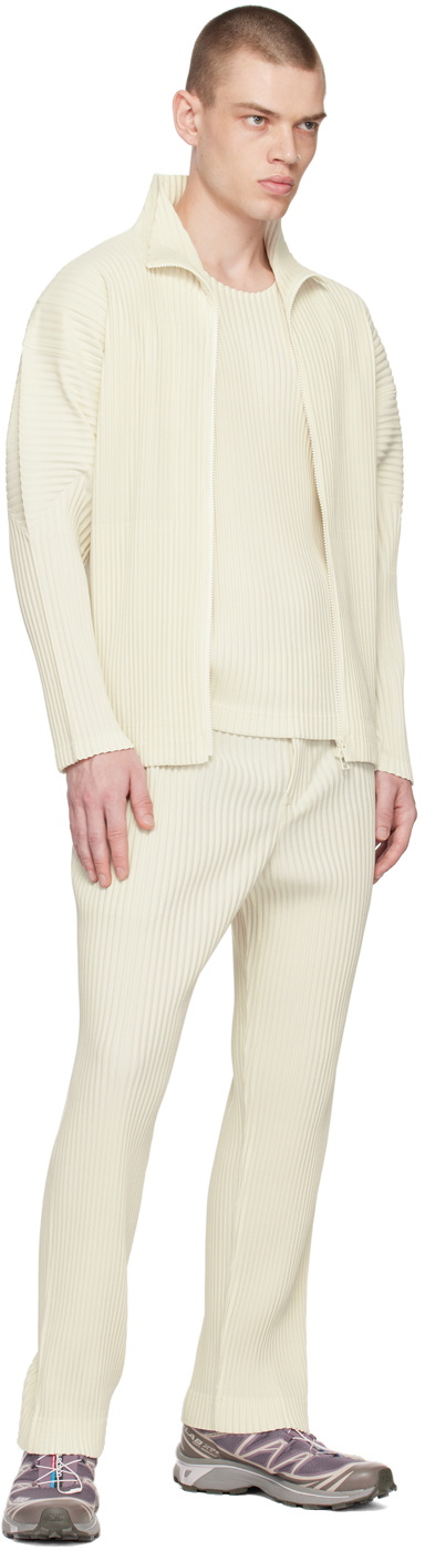 Homme Plissé Issey Miyake White Color Pleats Track Jacket Homme