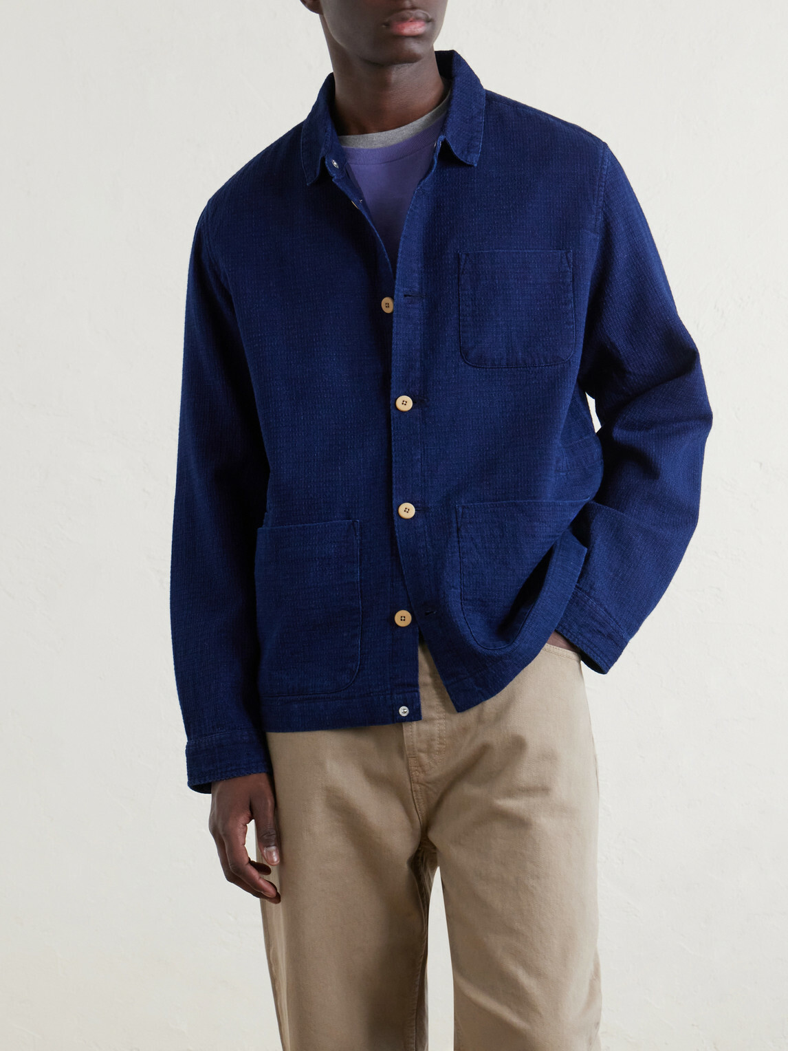 Folk - Assembly Checked Cotton Jacket - Blue