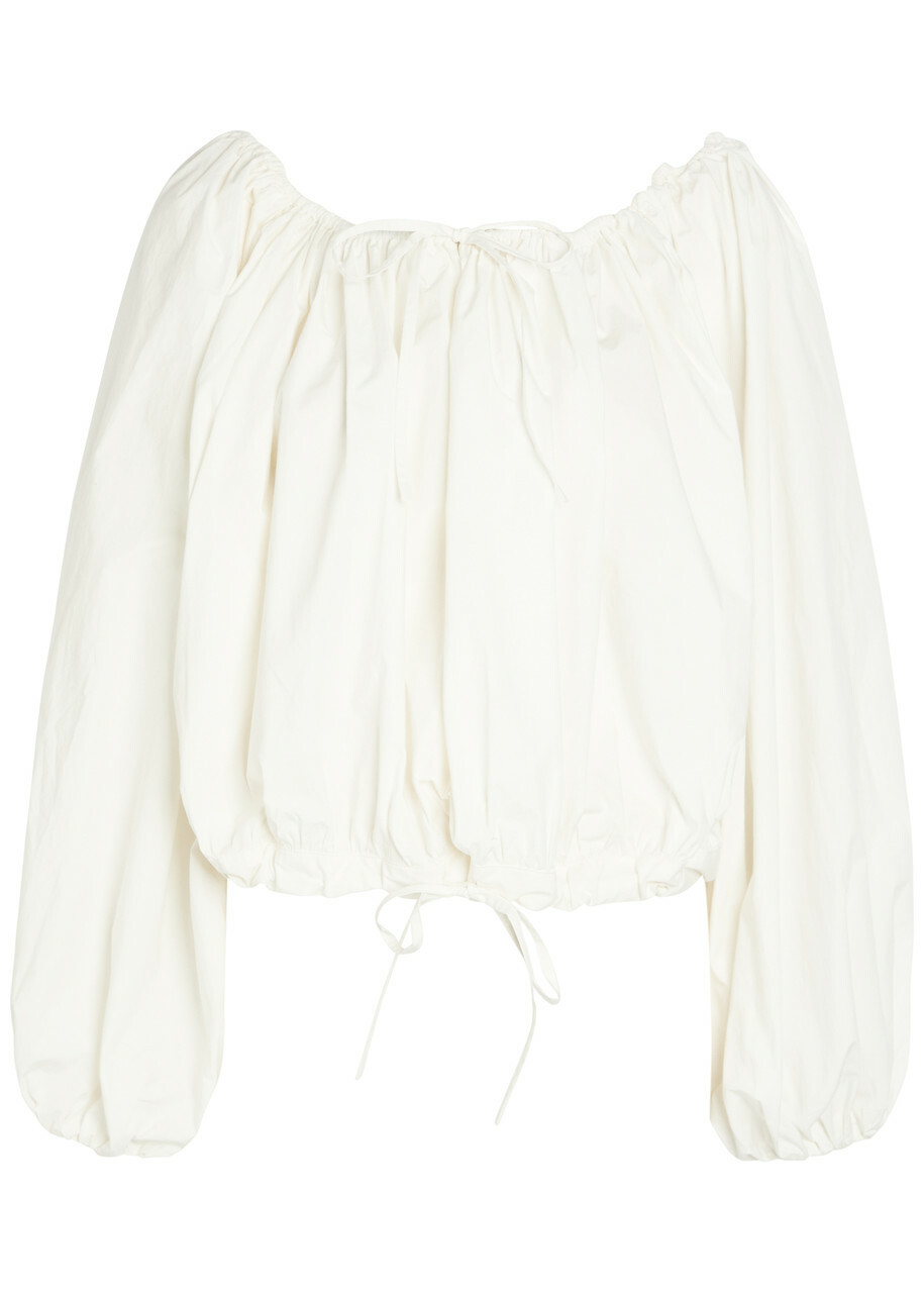 Bernadette Ally Gathered Stretch-cotton Poplin top White
