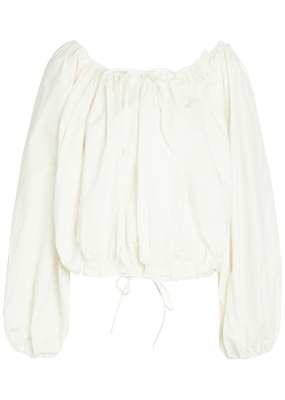 Photo: Bernadette Ally Gathered Stretch-cotton Poplin top White