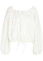 Bernadette Ally Gathered Stretch-cotton Poplin top White