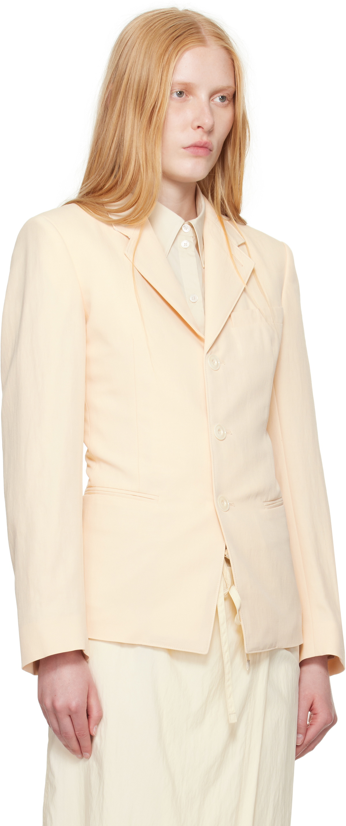 LEMAIRE Off-White Single-Breasted Fitted Tailored Blazer