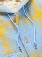 Mastermind World - Checked Padded Cashmere-Twill Hooded Jacket - Blue