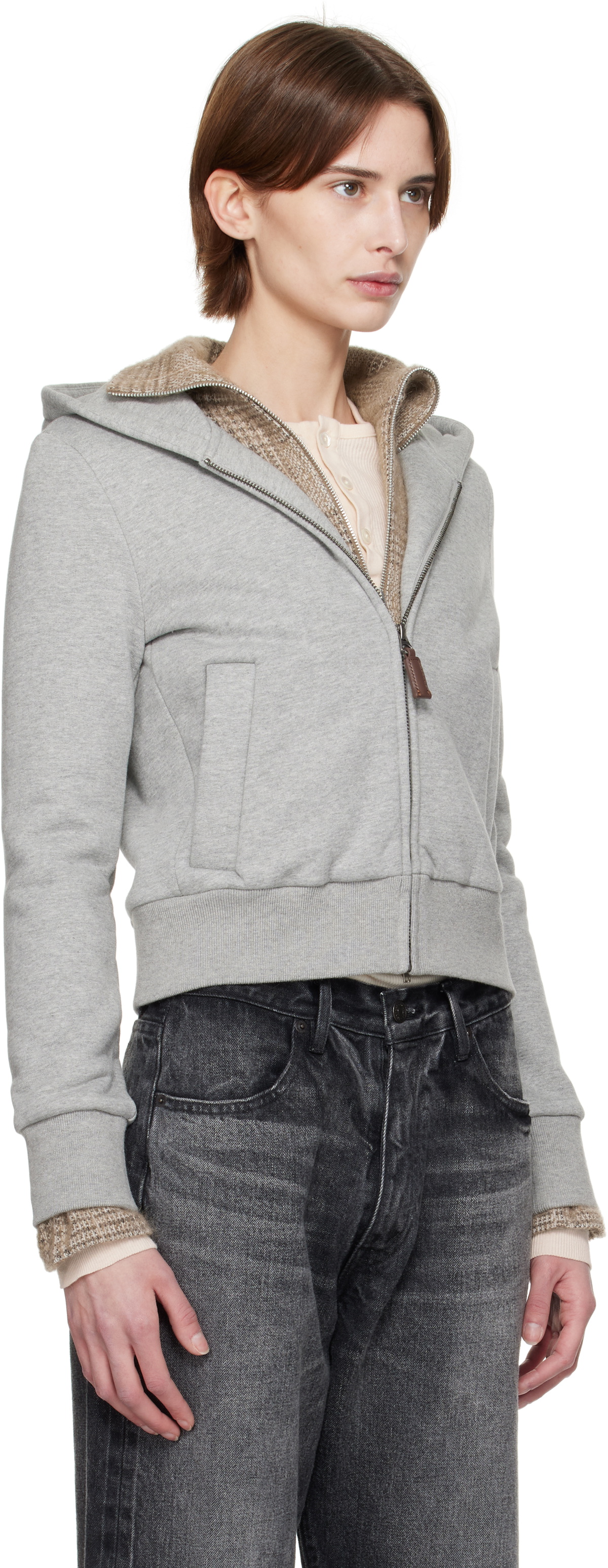 Fax Copy Express Gray Tight Fleece-Lined Hoodie