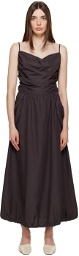 TheOpen Product Brown Gathered Midi Dress